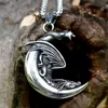 Pendant Halsketten 2022 Herren 316L Edelstahl-Wikinger Sleeping Dragon auf der Mond Halskette Modelschmuck 212z