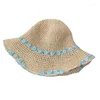 Cappelli larghi brim coreani dolce fiore estate captono paglia da donna grande spiaggia di spiaggia del sole pescatore di pescatori per il tempo libero