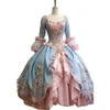 Quinceanera robes thé 3d lolita fleurs appliques longueur manches longues princesse claire clair bleu et rose bal de bal de bal robe ocn pour les femmes 2024