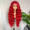 Front lace wig new product red long curly hair with large waves cover hot selling