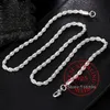 925 Sterling Silver 16 18 20 22 24 Inch 4mm ed Rope Chain Necklace For Women Man Fashion Wedding Charm Jewelry236y