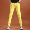 Jeans masculinos Jeans Amarelo Mens moda Slim Fit Pants reto roupas de rua de verão Tremepersl 2404