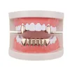 hip hop smooth grillz real gold plated golden silver dental grills tiger teeth rappers body jewelry four colors golden silver rose2458550