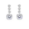 2024 Drop Ship Dangle Earrings Sparkling Luxury Jewelry 925 Sterling Silver Round Cut White 5A Cubic Zircon Cz Diamond Gemstones Party Elegant Women Earring Gift Present