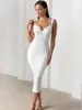 Beaukey for Women White Midi Bandage Double Tira Double Straps Criss Cross Bodycon Runway Split Bustier elegante vestidos 240418