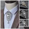 Bow Ties Luxury Men Bowtie Cowboy Necklace Bolo Women Elastic Band Strap Alloy Chic Tie Bling Crystal Uniform Necktie 230306 Drop Del Dhsnx