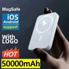Mobiltelefon Power Banks 50000mAh Portable Wireless Charger MacSafe Auxiliary Backup Extern Magnetic Battery Pack Pack Pack 240424