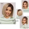 Perruques Brésilien Brésilien Perruques de cheveux humains courts Brown Golden en dentelle Golden Perruques pour Blck Afro Femmes Daily Prénue Remy Remy Human Hair Wigs