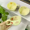 Ceramiczne kubki kubki do kawy ręcznie ściskanie nieregularne kwiaty kubek herbaty na herbatę Ins Style Koreański owsiany kubek śniadaniowy kuchnia napójca 240418