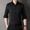 Herren -Hemdhemden 2024 Twill Feuchtigkeit absorbierende Hemdgeschäft Casual Top einzigartiger Gentleman -Stil Langarm W5882