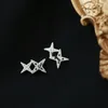 Kolczyki na studiach ins mikro-inkruknięte cyrkon gwiazda dla kobiet srebrna kolor boucle oreille femme wykwintne prezenty biżuterii