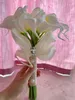 Ayicuthia Real Touch Ivory Calla Lily Wand for Bridesmaid Flower Girl KeepSake Mini Flower Wand Wedding Bouquet Bouquet S28 240425