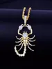 Подвесные ожерелья Hip Hop Men Gold Color Animal Scorpion Scorpion Scorpion Scorpion с веревочной цепью Bling Cubic Cool Men039s Rock Biker JE9252382