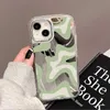 Cell Phone Cases Wavy Pattern Painted Case for iPhone 14 Fund Makeup Mirror Cases for iPhone 15 11 14 12 13 Pro Max X XR XS Max Shock Cap J240426