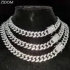 STRANDS HENS EN Dames Hip Hop Ice Shining ketting ketting met hoge kwaliteit 13 mm brede Miami Cubaanse ketting Hip Hop ketting mode -sieraden 240424