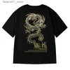 Męskie koszulki ciekawe trendy markę hasła z krótkim rękawem dla mężczyzn i kobiet luźne pół rękawów na ulicy Y2K TOP MASCOT Dragon Q240426