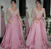 Designer 2019 Vestidos sexy de noite com apliques de renda com mangas Vestidos de baile de miçangas TAFFETA DOM