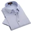 Herren lässige Hemden Frühlings- und Sommer Kurzärmel Slim Pure Color Business Shirt Britische Unterhemd des Vaters