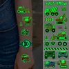 Tattoo Transfer Waterproof Temporary Tattoo Sticker Cartoon Car Excavator Forklift Glows at Night Fake Tatto Flash Tatoo Tato For Girl Women Men 240426