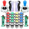 Players 2 Player Ellipse Arcade Kit Oval Bat Joystick LED Chrome Arcade Buttons for Arcade Gamepads Standard Controller Games