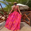 Printed High Waist Split Swimsuit and Umbrella Skirt Suit Ruffled Strap Bikini 240416