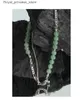 ペンダントネックレスF. I.N.S New 2021 Summer Natural Green Stone Aventurine Necklace Beads手作りネックレスQ240426