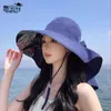 8548 Summer Sun Protection and Sunshade Hat, Big Eaf Shawl, Fisherman's Hat, Fashionable Bow, Hollow Top, Can Tie Horse Tail Hat, Children