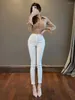 Women's Jeans White High Waist Pencil Pants 2024 Elastic Slim Thin Denim Sexy Korean Women V017