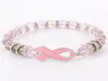 Perline di consapevolezza del cancro al seno Braccialetti Bracciale rosa Bracciale in vetro Dome Cashon Pulsanti di gioielli per ragazze Donne 626462387001