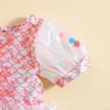 05y Kinder Badebekleidung Mädchen Meerjungfrau Bikini Strampler Puff Kurzarm Baby Badeanzüge Kinder Badeanzüge Kleinkind Beachwear 240409