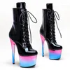 Chaussures de danse Leecabe 17cm / 7inches Patent Pou Pole Dancing High Heel Platform Boots Boot