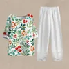 Women's Two Piece Pants Spring Ladies Two Piece Sets Lemon Printed Womens Casual Loose O-neck Pants Sets Elegant Female Outfits Half Short Slved Suit Y240426