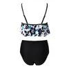 Swimons de maillots de bain pour femmes Shorts et haut de maillot de bain Split Suspender Beach Wear Set Floral Print Bikini grande taille très élastique pour