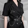 Gürtel Mode Luxus weibliche Gürtel Schwarz Ledergurt Kette Goth Korsett Taille Frauenzubehör Gotische Kleidung