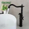 Badkamer wastafel kranen yanksmart matte zwart hoge kraan dubbele handgrepen 360 zwengel toilet wast bekken koude water mixer kraan