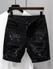 Summer Luxury Kpop Mens Y2K streetwear jeans strappato designer di inchiostro a trattare inchiostro un ragazzo in difficoltà di denim nera shorts 240411