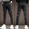 Jeans masculinos Spring/Summer Pocket Jeans Mens Demin Jeans masculinos de roupas de masculino Jeans de cordão magro Y2K Jeansl2404