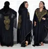 African Design Femmes musulman Abaya mousseline de soie longue robe robe diamants de luxe Perles à manches complètes boubou jilbab avec 240415 intérieur