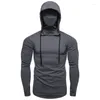 Hoodies للرجال 2024 صالة الألعاب الرياضية رفيعة الأكمام الطويلة مع قميص القناع الرياضة ركوب الدراجات الذكور T Tops tops