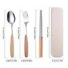 Abendessensets Kit Cutlery Löffel Mittagessen Stahl Reisen mit Büro Utensilien Box -Stäbchen tragbar für Fork Case Silberwaren Set Edelstahl