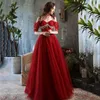 Robes de fête Fashion Young Ladies Performance Occasion formelle Dress Femmes Long Tulle Prom Femme Soirée froide Shoudler Robe