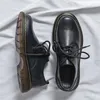 Casual Shoes Thick Heel For Men 2024 Summer Autumn Derby Round Toe Male Business Dress Men's Leather Black A206