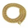 Strängar HNSP Luxury All Zircon 13mm Cuban Chain Mens Necklace Hip Hop Halsband Mens smycken Tillbehör 240424