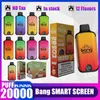 Écran intelligent Bang d'origine 20000 Puff 20k 15K 18K Boîte de vape jetable 20000 Puffs Mesh Coil Vaporizer rechargeable 0% 2% 3% 5% 12 couleurs