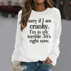 Damen Hoodies Französische Pullover Frauen Damen runden Hals Langsamen Buchstaben Muster Print Sweatshirt Mode Casual Tops lange Jacke