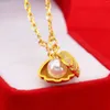 Anhänger Schale Perle 14K Gelbgold Plattierte Halskette für Frauen eleganter weiblicher Schlüsselbeutel Kette Geburtstag fein Schmuck Geschenke