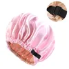 Ny satinhårmössa för att sova osynligt platt imitation Silk Round Haircare Women Headwear Ceremony Justering Button Night Hat