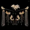 Haarclips Bruid Retro Chinese ornamenten Tassel Han Kleding Accessoires Women Wedding Hoofdtooi oorbellen Set