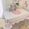 Table Cloth Cartoon student tablecloth Japanese Kawaii table mat cute pink Ins study table decorative animation 240426