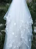 Wedding Hair Jewelry 2t 3D Flowers Washer Weselna z grzebieniami twarz Perły długie welony ślubne